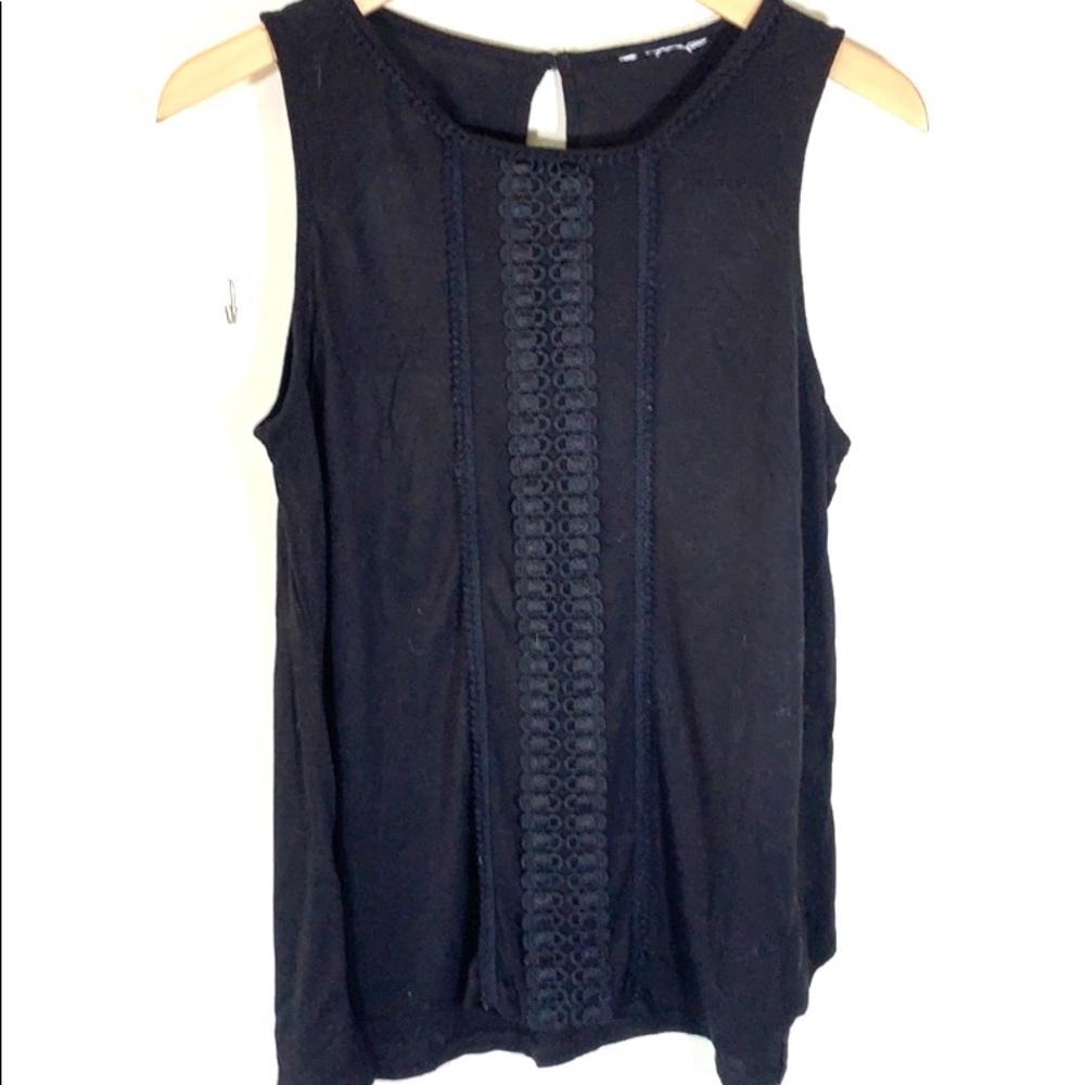 Black Floaty Tank with Lace Detail, Size Medium